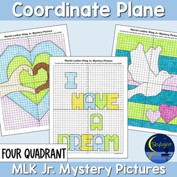 Preview of Martin Luther King Jr. Coordinate Plane Graphing Pictures Four Quadrant