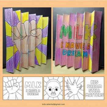 Preview of Martin Luther King Jr Craft Agamograph Art Coloring Activities I Have a Dream