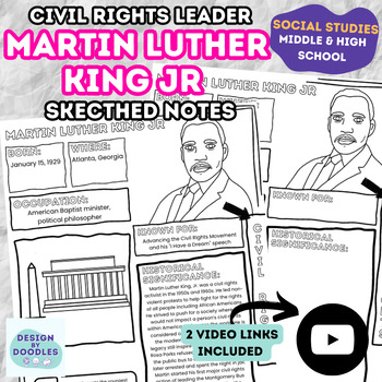 Preview of Martin Luther King Jr: SKETCHED DESIGN NOTES Civil Rights Leader MLK