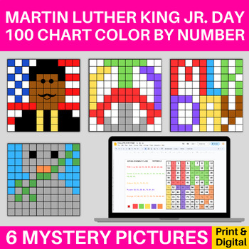 Preview of Martin Luther King Jr. Day 100s Hundred Chart Mystery Pictures Digital & Print