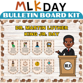 Preview of Martin Luther King Jr Day Biography Pennants Bulletin Board - January Decor