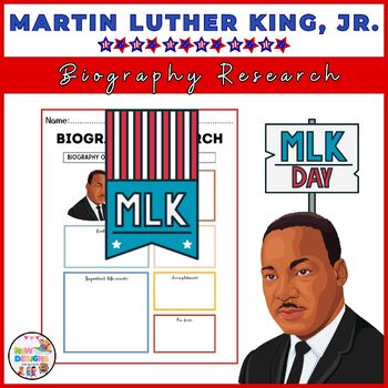 Preview of Martin Luther King Jr. Day /  Biography Research / Printable January Worksheets