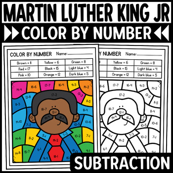 Preview of Martin Luther King Jr. Day Color by Number Subtraction • MLK day activities