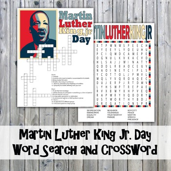 Preview of Martin Luther King Jr. Day Crossword Puzzle and Word Search