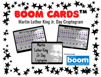 Preview of Martin Luther King Jr Day Cryptogram Boom Cards; Occupational therapy; MLK