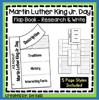 Preview of Martin Luther King Jr Day Flap Book, Flip Book Research Project, January Writing