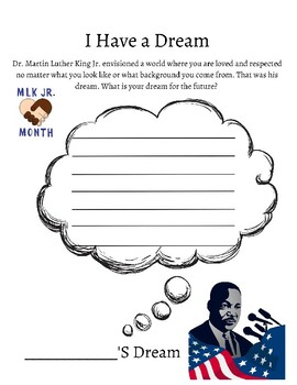 Martin Luther King Jr. Day I have a Dream Handout Worksheet Activity