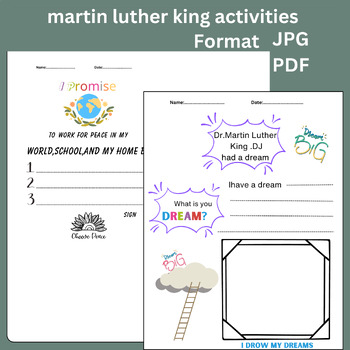 Preview of Martin Luther King, Jr. Day Learning Activities ;promise to work for peace