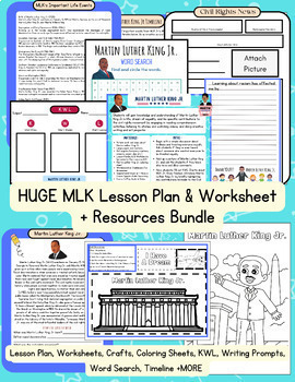Preview of Martin Luther King Jr Day Lesson Plan + Worksheets & Printable Activities Bundle