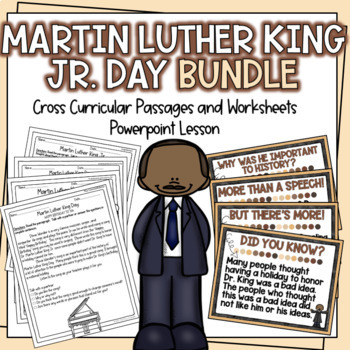 Preview of Martin Luther King Jr. Day Powerpoint Lesson Worksheets Bundle Activities