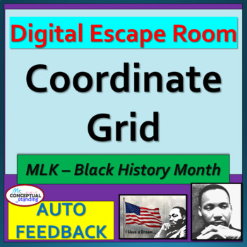 Preview of MLK Math Digital Escape Room Bundle Equations, Coord. Grid, Order of Operations
