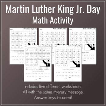 Preview of Martin Luther King Jr. Day | Math Decoding Puzzle | Addition and Subtraction