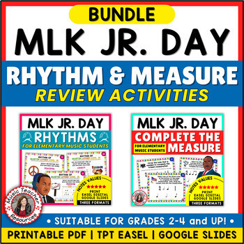 Preview of Martin Luther King Jr. Day Music Rhythm Activities BUNDLE
