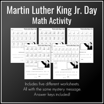 Preview of Martin Luther King Jr. Day | Mystery Message Math Activity | Upper Elementary