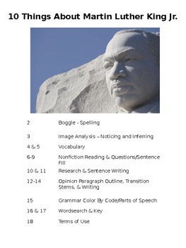 Preview of Martin Luther King Jr. Day No Prep Middle & High School ESL Sub Activity Packet