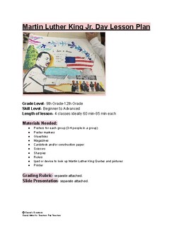 Preview of Martin Luther King Jr. Day Poster Group Project-Lesson Plan