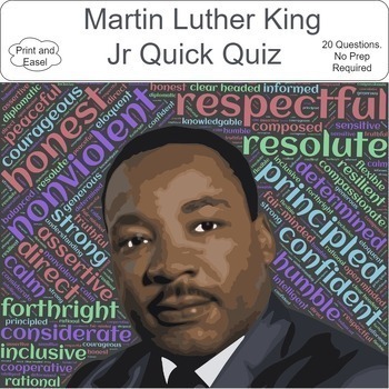 Preview of Martin Luther King Jr. Day Activities Easel & PDF-20 Questions(No Prep) MLK Day