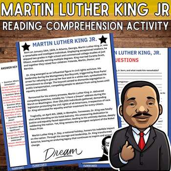 Martin Luther King, Jr. Day Reading Comprehension Activity Black ...