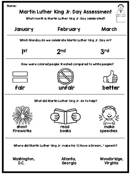 Preview of Martin Luther King Jr. Day | Test | Quiz | Assessment | NO PREP