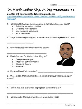 Dr. Martin Luther King, Jr. Day Activity Book & WEBQUEST by Lucky Koi ...
