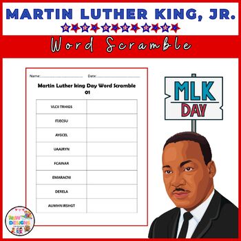 Preview of Martin Luther King Jr. Day Word Scramble Activity / Printable January Worksheets