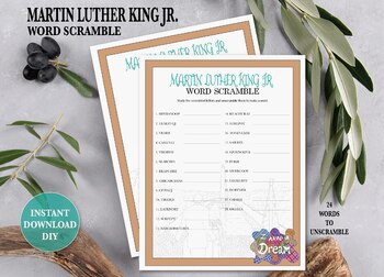 Preview of Martin Luther King Jr. Day Word Scramble Puzzle Word Game Printable Activity