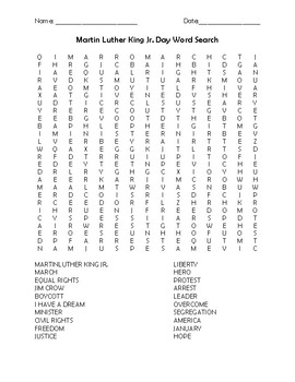 Preview of Martin Luther King Jr. Day Word Search