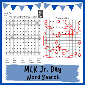 Preview of Martin Luther King Jr. Day Word Search