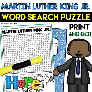 Preview of Martin Luther King Jr. Day Black History Month Word Search Puzzle Activity