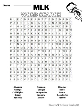 Preview of Martin Luther King Jr. Day Word Search Activity