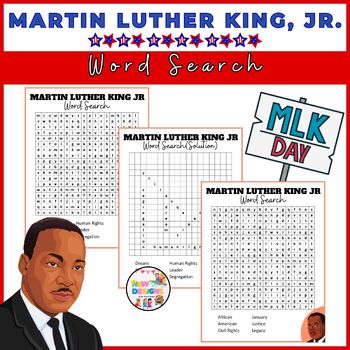 Preview of Martin Luther King Jr. Day Word Search Activity / Printable January Worksheets