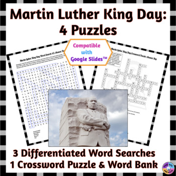 Preview of Martin Luther King Jr. Day Word Search & Crossword Puzzles - Digital & Printable