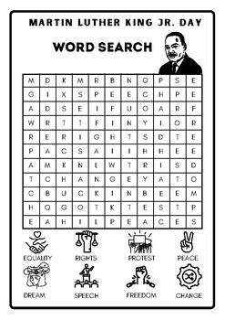 Preview of Martin Luther King Jr. Day Word Search (MLK with pictures)