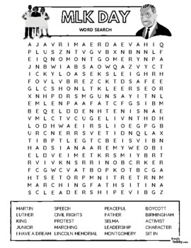 Martin Luther King Jr Day Word Search Puzzle All Ages Intermediate Difficult