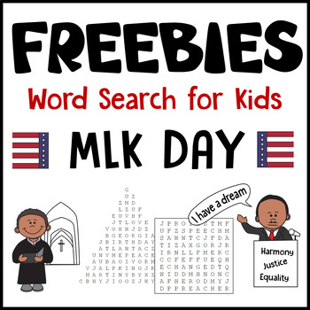 Preview of Martin Luther King Jr. Day Word Search for Kids | Freebies!
