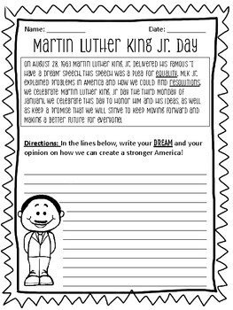 Martin Luther King Jr. Day Writing By Jefferson Learning Junction