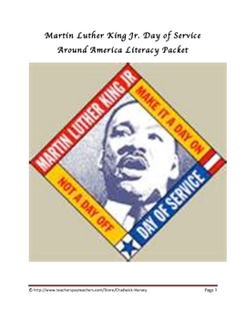 Preview of Martin Luther King Jr. Day of Service Around America Literacy Packet