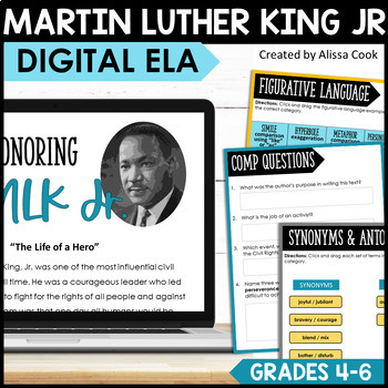 Preview of Martin Luther King Jr Digital Reading and ELA Activities | MLK Day Activities