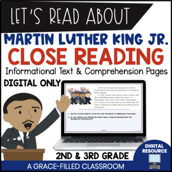Preview of Martin Luther King Jr. Activities Reading and Comprehension DIGITAL only