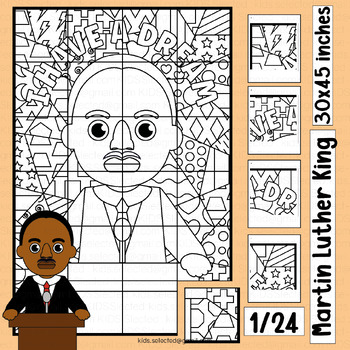 Preview of Martin Luther King Jr Door Decor MLK Day Bulletin Board Coloring Pages Poster
