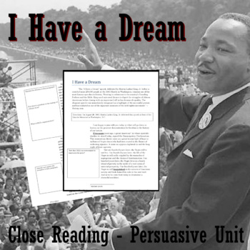 Preview of Martin Luther King, Jr. Dream Speech - Close Reading & Persuasive Devices