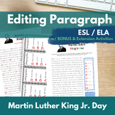 Martin Luther King Jr  ESL/ELA Editing Paragraph w/ Bonus 