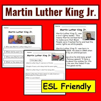 Preview of Martin Luther King Jr ESL Reading Comprehension ESL Black History Month