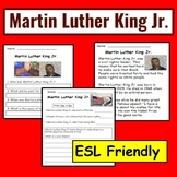 Martin Luther King Jr ESL Reading Comprehension ESL Black 