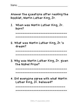 Martin Luther King, Jr. Easy Readers by Mrs Ps Specialties | TPT