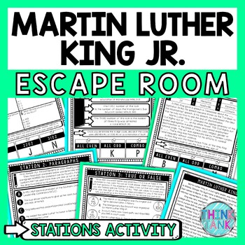 Preview of Martin Luther King Jr Escape Room Stations - Reading Comprehension Activity