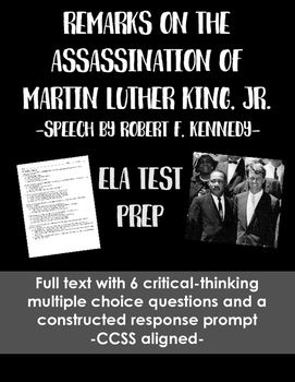 Preview of Martin Luther King, Jr. Eulogy Test Prep: Multiple Choice & Constructed Response