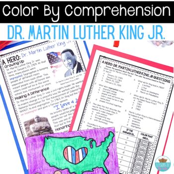 Preview of Martin Luther King Jr FREE Nonfiction Passages Color By Comprehension