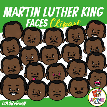 Preview of Martin Luther King Jr. Faces Clipart | Black History Month [ARTeam Studio]