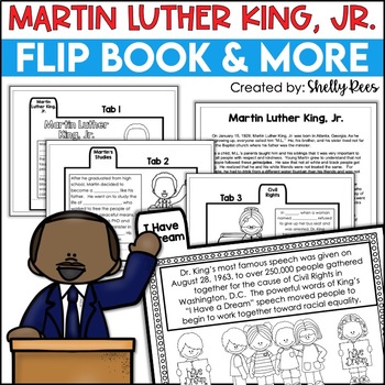 Preview of Martin Luther King Jr Reading Passage and Flip Book Activity